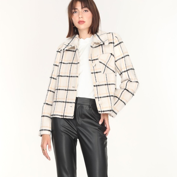 Diona Shearling Collar Plaid Shacket size S - Picture 1 of 7